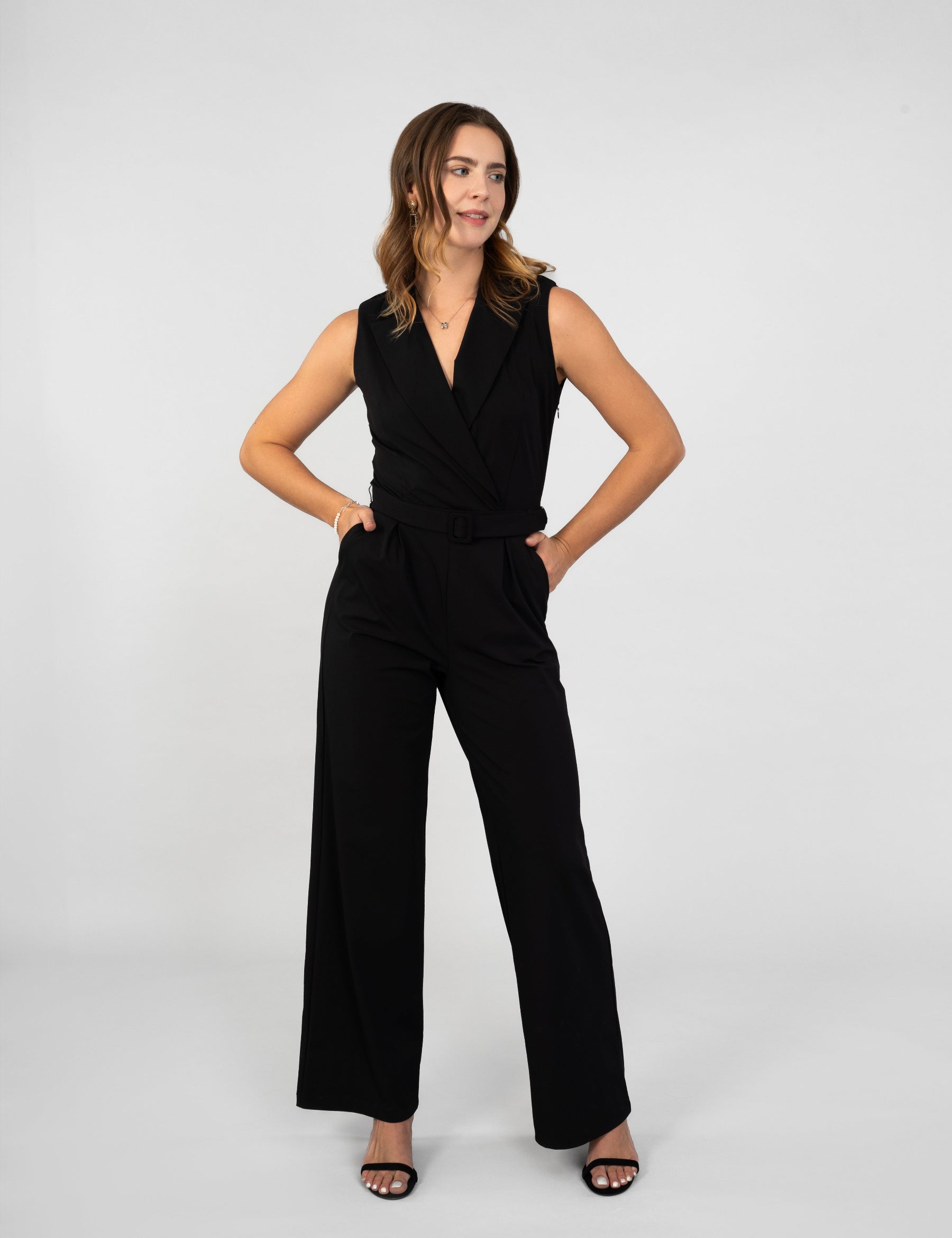 Travelstof jumpsuit, comfortabele jumpsuit, Zwarte jumpsuit