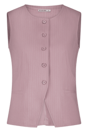Fitted PHEBE gilet with pinstripe in pink and high neck - front view