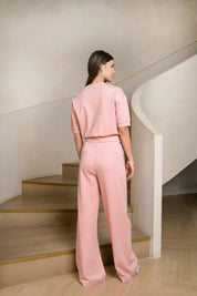 Pink punta di roma sweat top with PHEBE embrodery - Back view