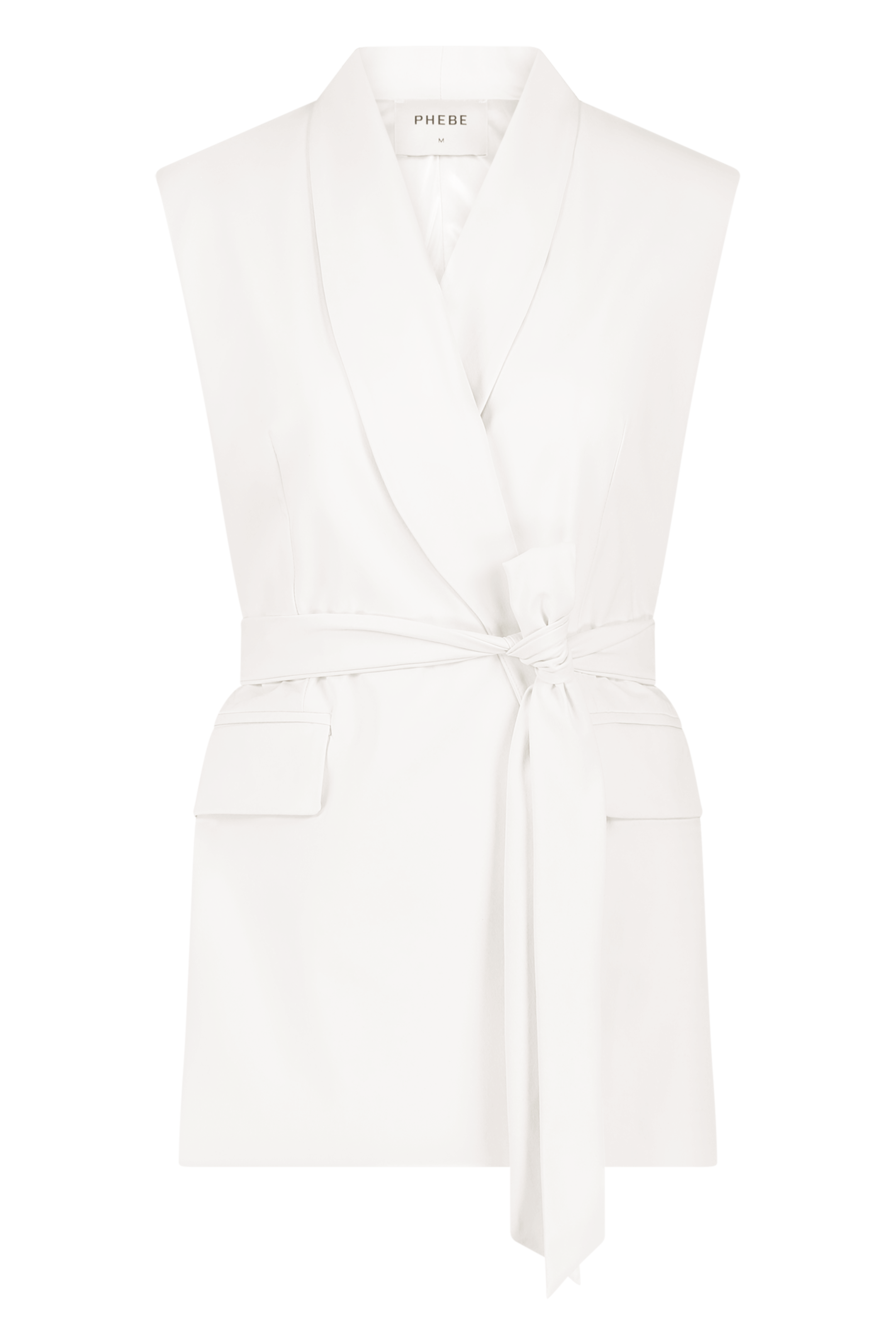 Mouwloze blazer met sjaalkraag in onze kenmerkende stof