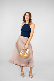 Satin flowy skirt, satin co-ord, co ord set, matching set, satijnen set, satijn rok, cocktail rok en top jurk, chic kleding