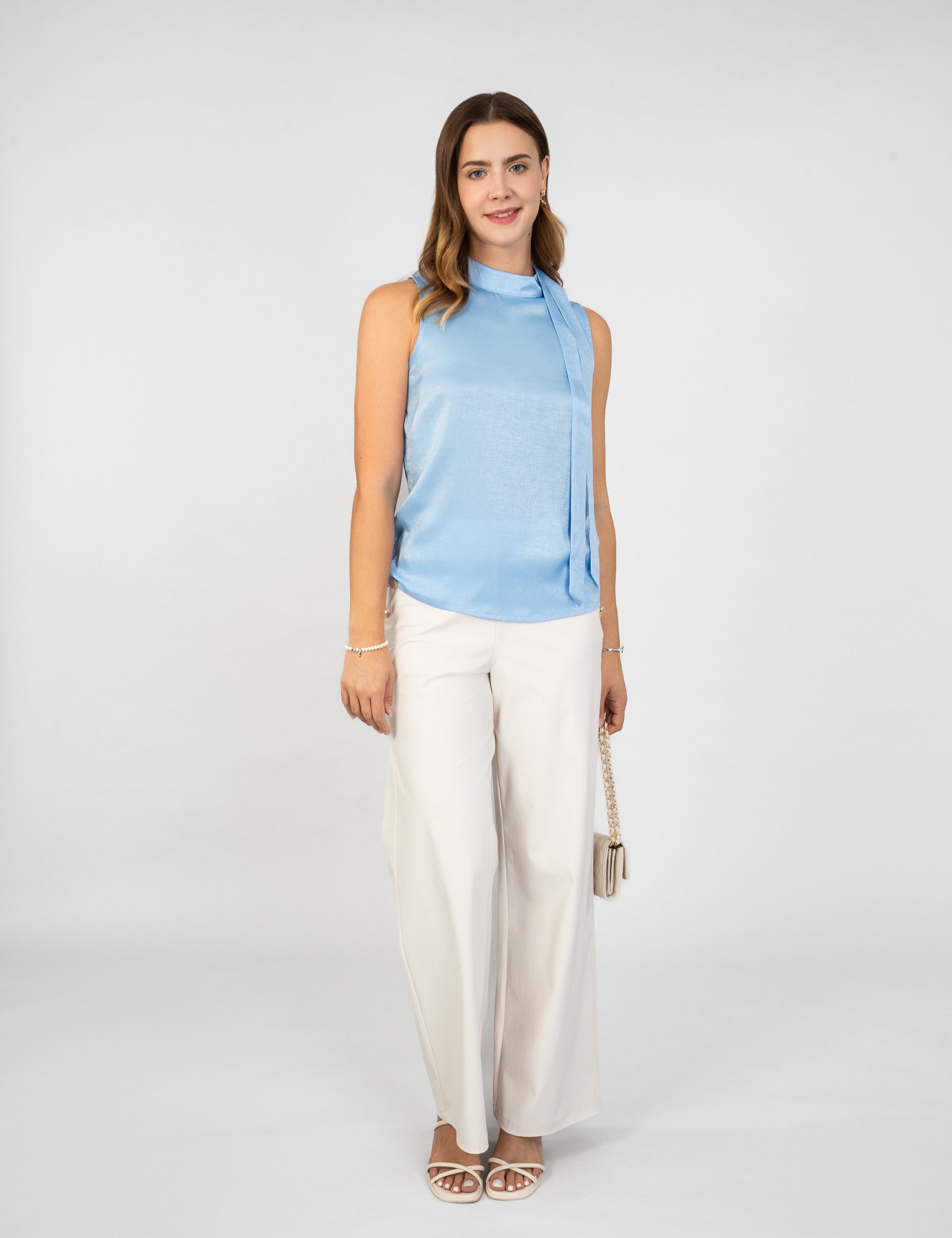 Satijn top, satin top, satin blouse, satin blouse with bow, stretchy satin clothes, chic top