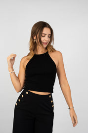 Lurex top with gold neck chain, lurex topje, ibiza outfit, vakantie outfit, beach outfit,Silky skirt