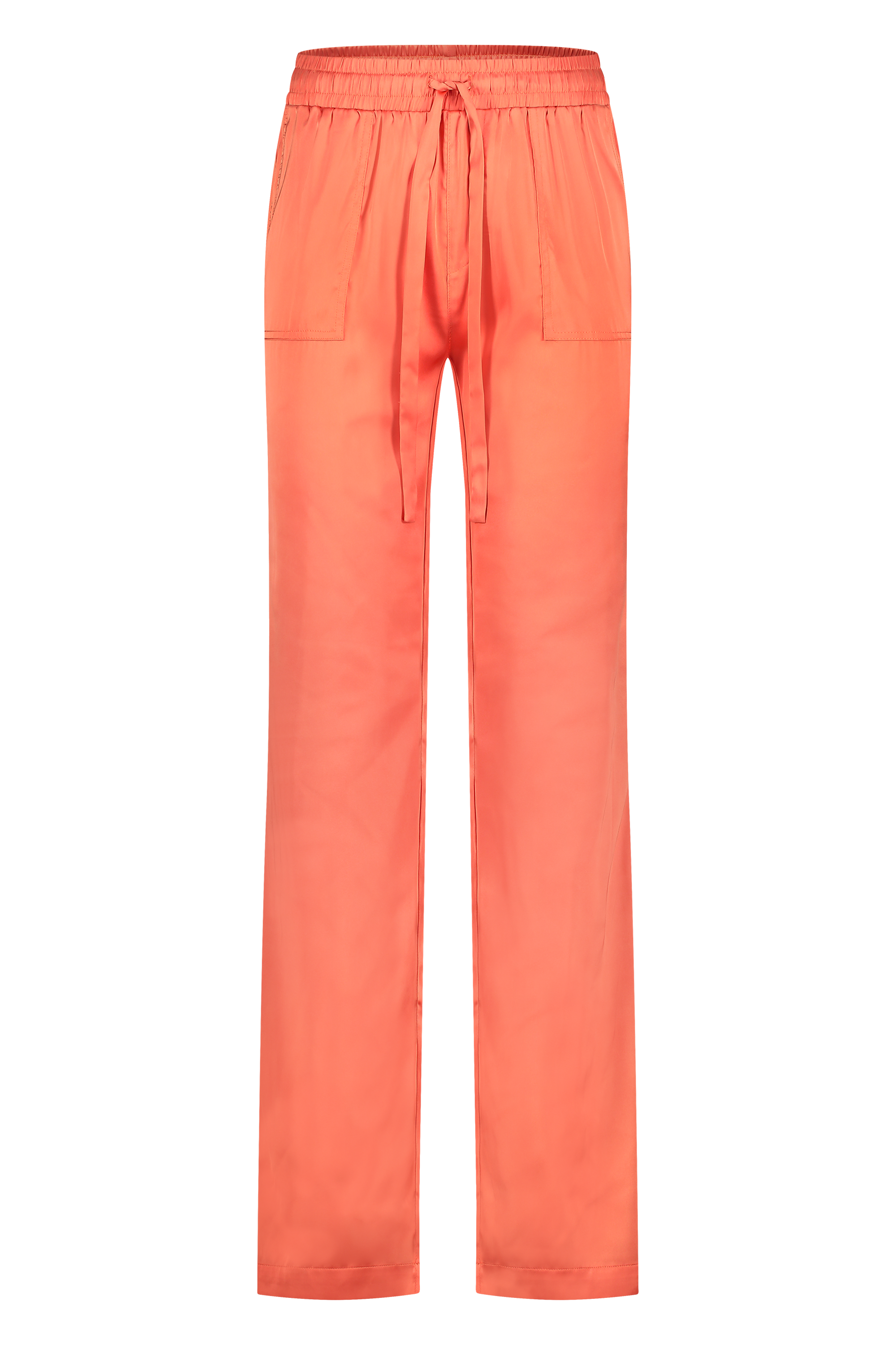 Pants with Patch Pockets in Stretchy Satin