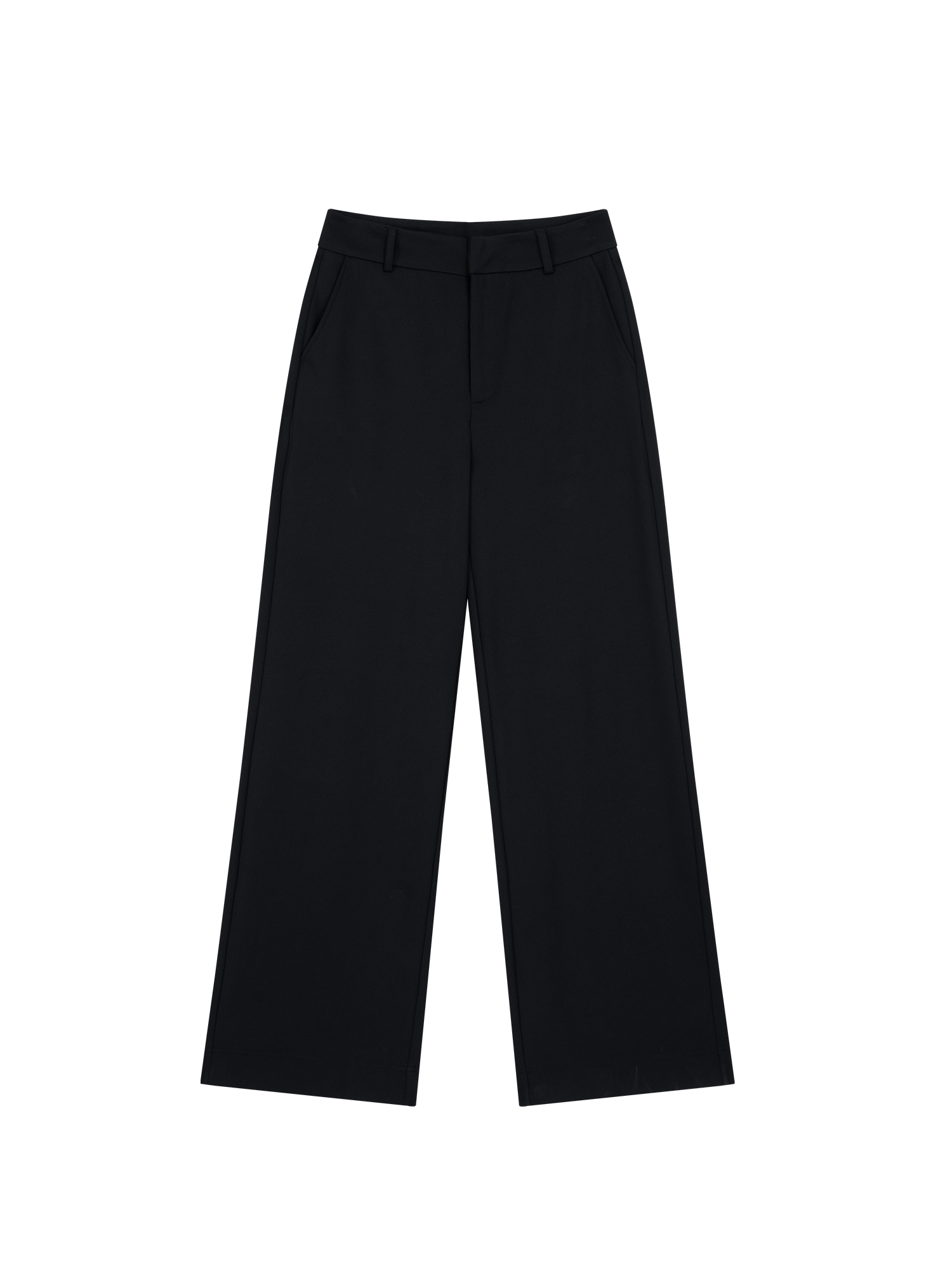 Black wide-leg trousers in twill-effect signature fabric with high waist and side pockets. Travel stof, Travel fabric. Twill broek. 

VANILIA Dames Broeken Tailored Twill.