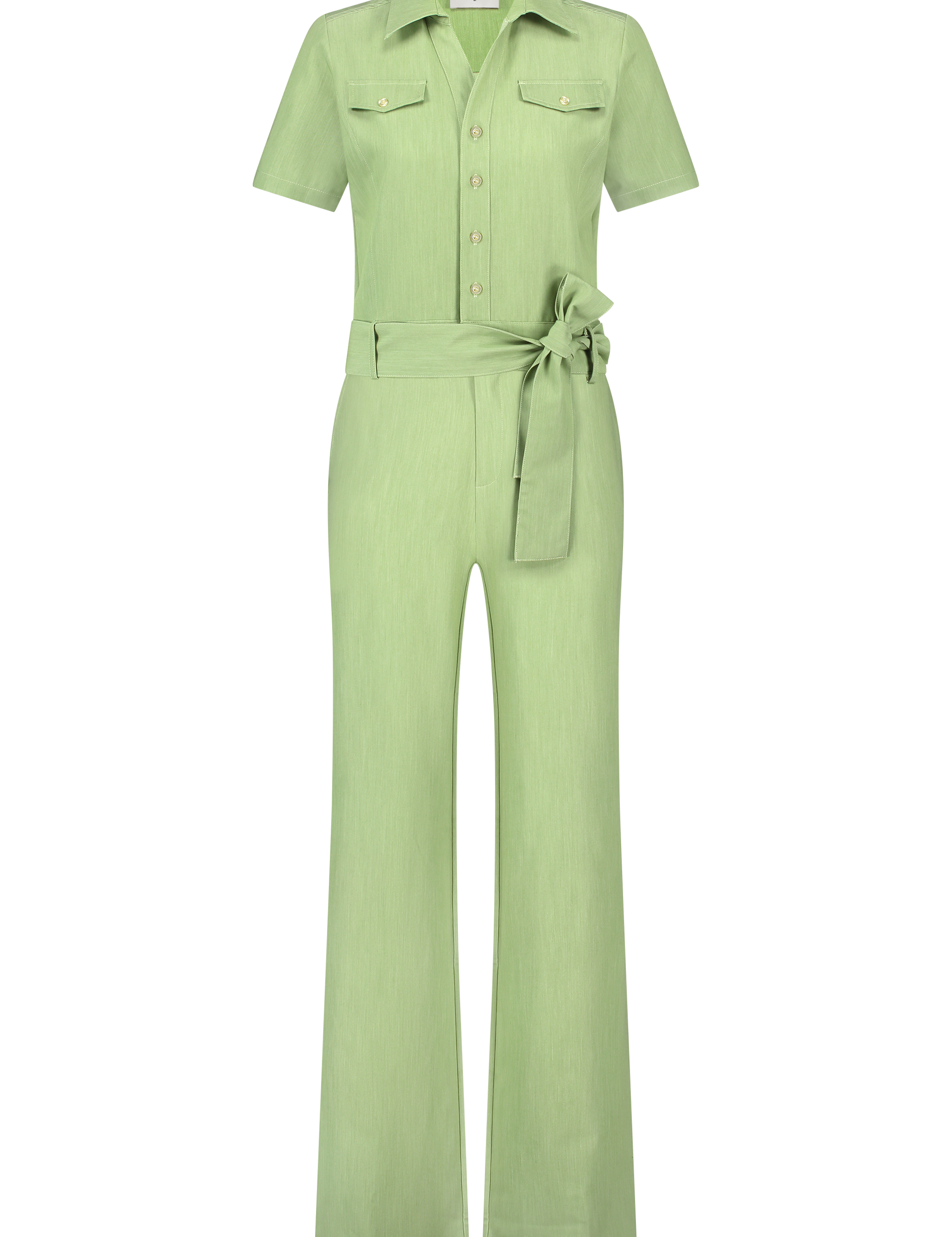 Jumpsuit with Wide Legs and V-Neck in Denim Look