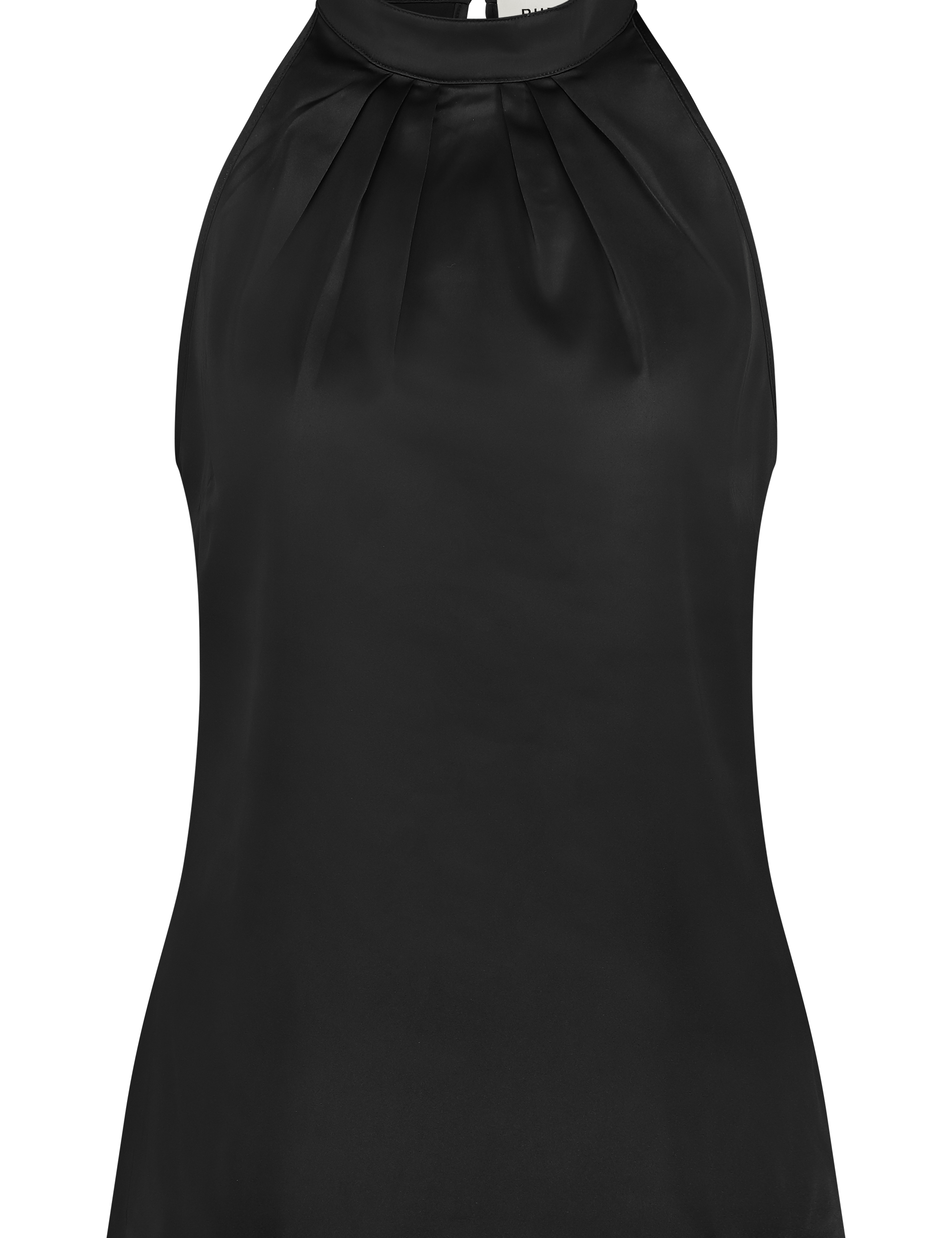 Halter Top with Pleats in Stretchy Satin