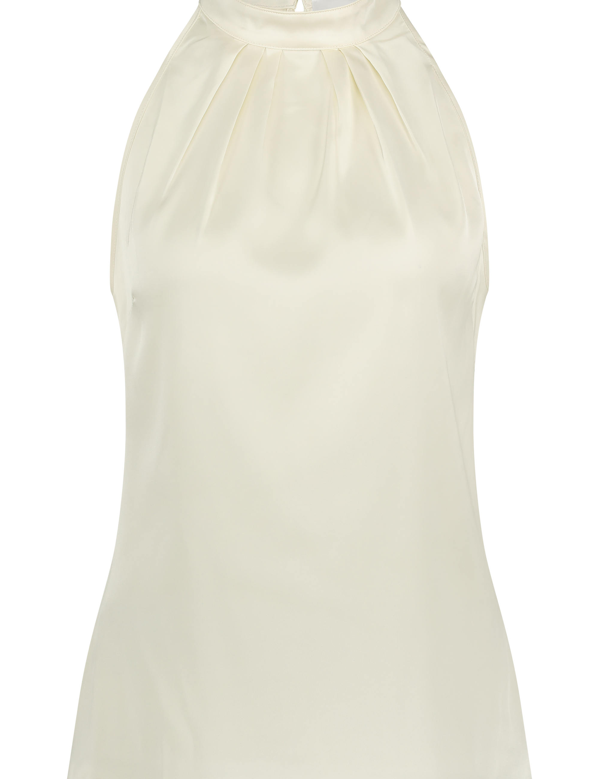 Halter Top with Pleats in Stretchy Satin