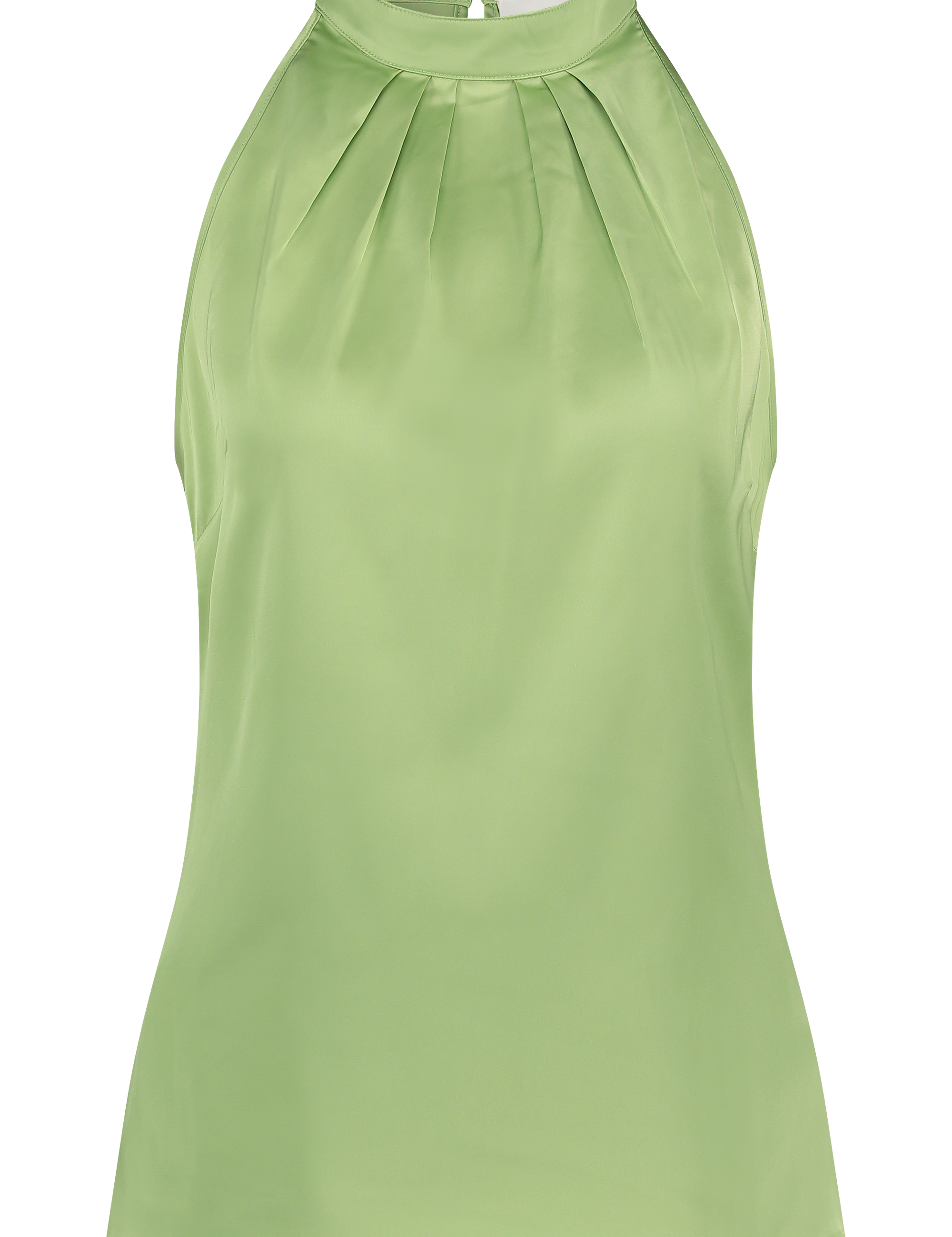 Halter Top with Pleats in Stretchy Satin