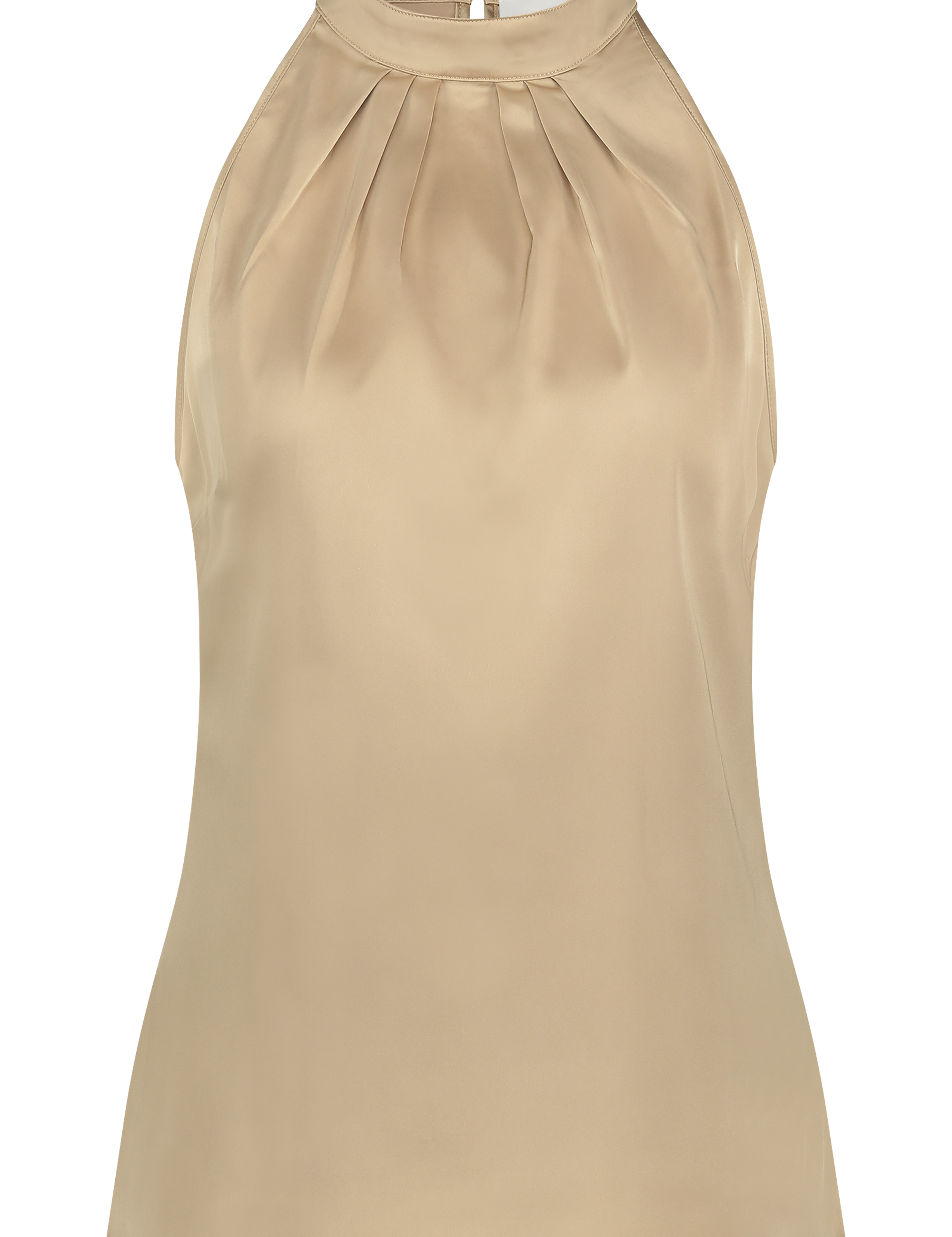 Halter Top with Pleats in Stretchy Satin
