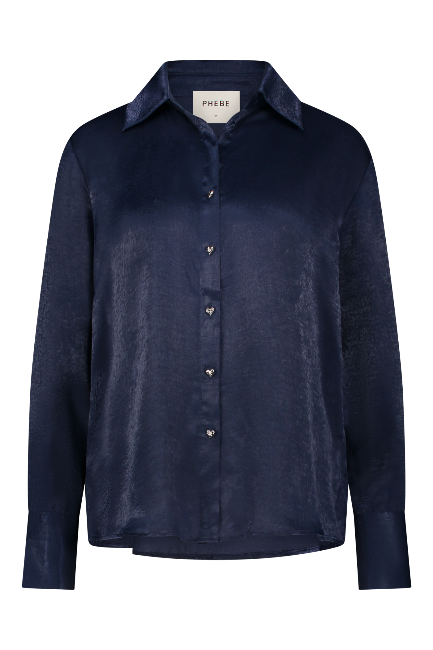 Blouse met hartknopen in structuursatijn