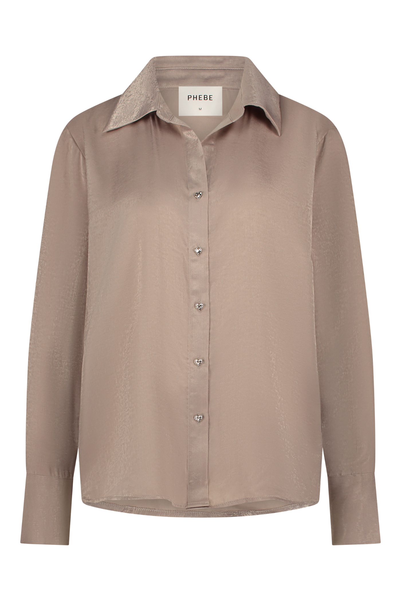 Blouse met hartknopen in structuursatijn