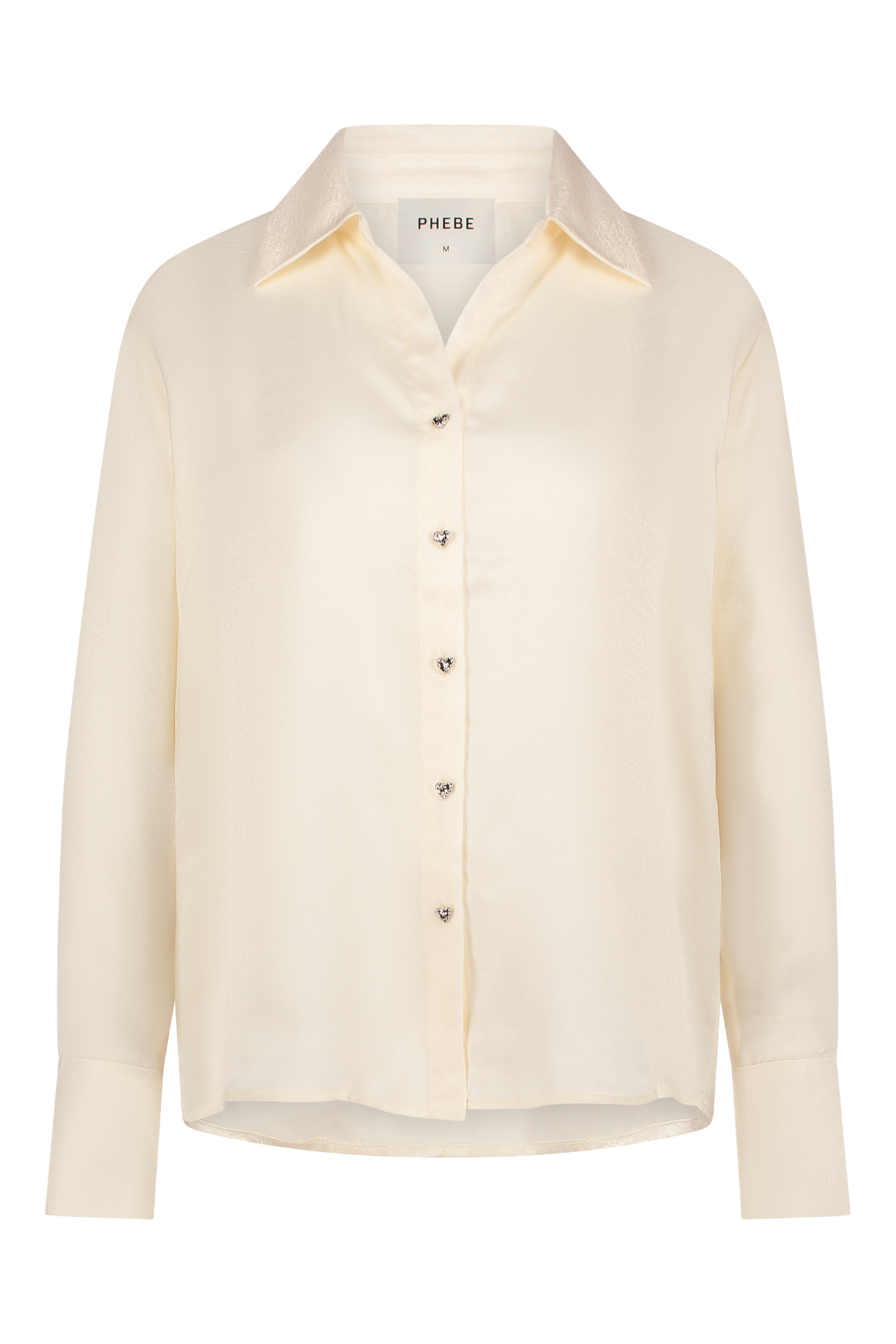 Blouse met hartknopen in structuursatijn