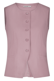 Fitted PHEBE gilet with pinstripe in pink and high neck - front view