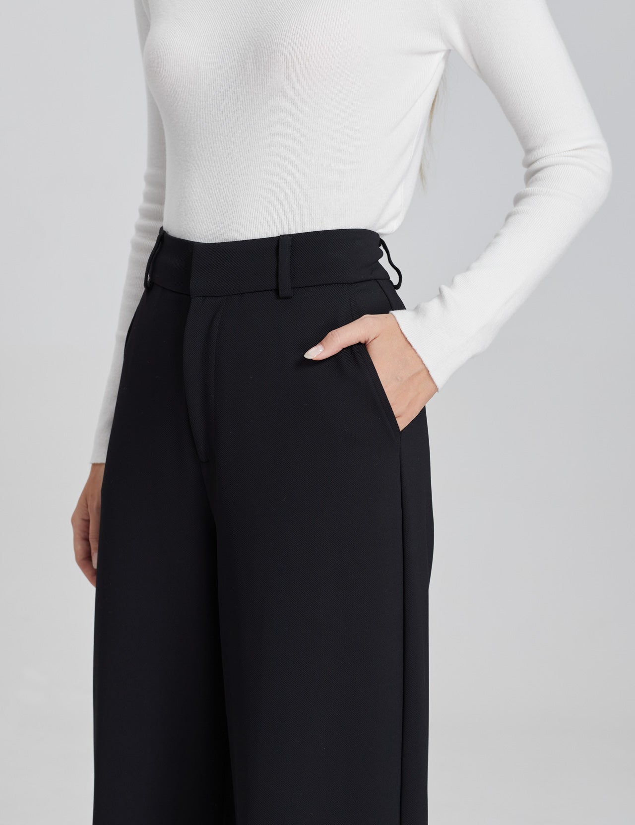 Fitted tailored twill broek van Vanilia