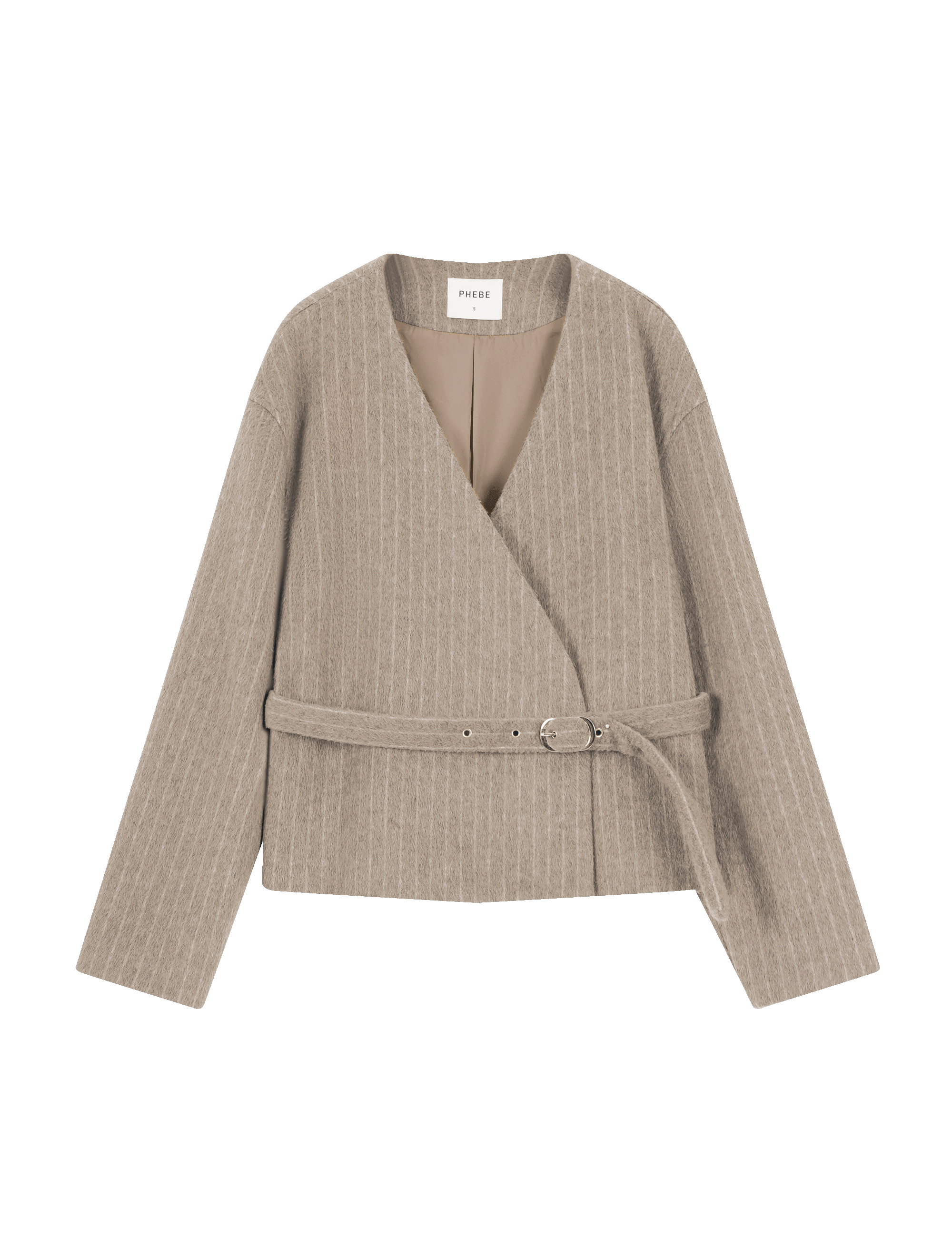 blazer with a tie belt in camel