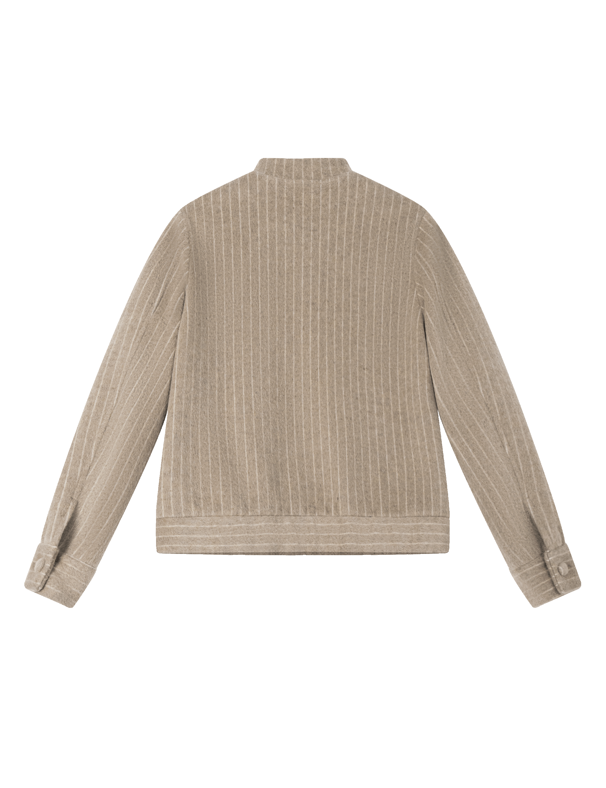 Tailored camel bomber jacket with dyed to match buttons and front pockets - back view