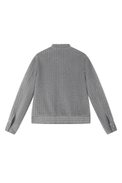 Tailored grey bomber jacket with dyed to match buttons - back view